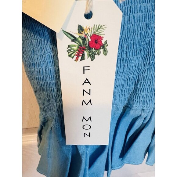 Fanm Mon XL Marion Front Keyhole Embroidered Butterfly Sleeveless Peplum Top NWT - Picture 9 of 10